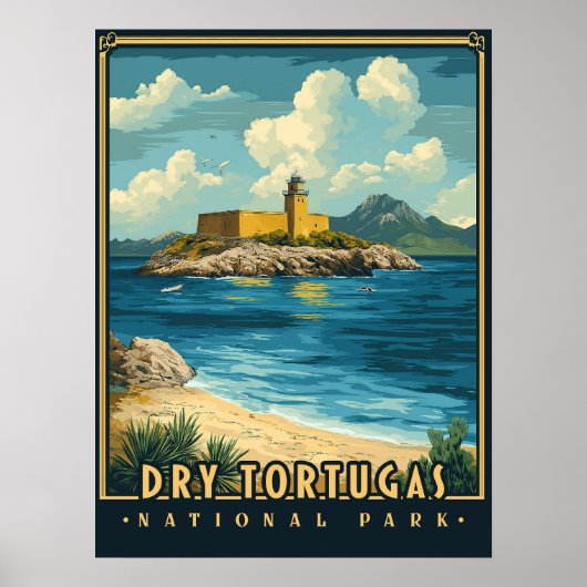 Poster Parc national de Dry Tortugas - Vintage (Devant)