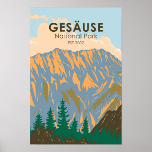 Poster Parc national de Gesause Autriche Vintage