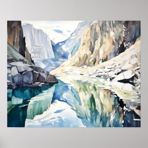 Poster Parc national de Glacier Aquarelle