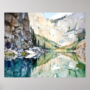Poster Parc national de Glacier aquarelle