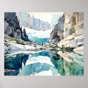 Poster Parc national de Glacier aquarelle