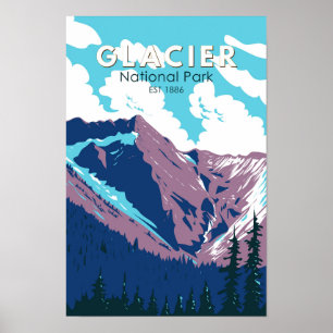 Poster Parc national de Glacier Canada Voyage Art Vintage