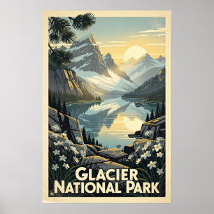 Poster Parc national de Glacier Rétro