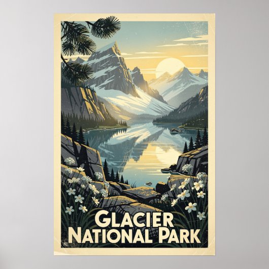 Poster Parc national de Glacier Rétro (Devant)