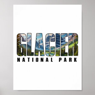 Poster Parc national de Glacier Rétro Extérieur Randonnée