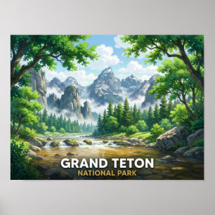 Poster Parc national de Grand Teton    Paysage Anime