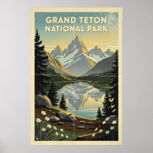 Poster Parc national de Grand Teton Retro