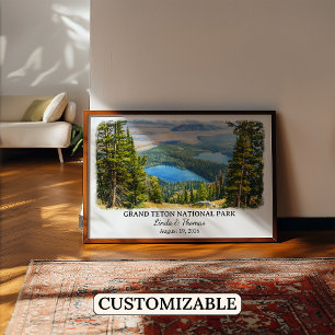 Poster Parc national de Grand Teton Wyoming, Aquarelle
