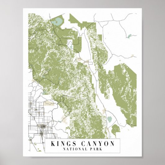 Poster Parc national de Kings Canyon Carte de la rue Retr (Devant)