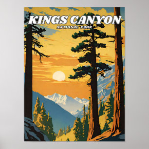 Poster Parc national de Kings Canyon illustration rétro