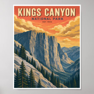 Poster Parc national de Kings Canyon Voyage Vintage