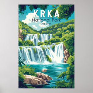 Poster Parc national de Krka Croatie Voyage Art Vintage