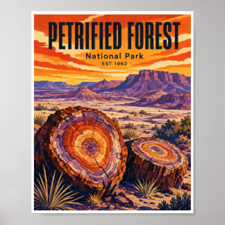 Poster Parc national de la Forêt pétrifiée de style vinta