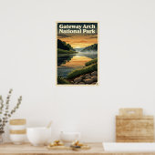 Poster Parc national de la Gateway Arch Rétro (Cuisine)
