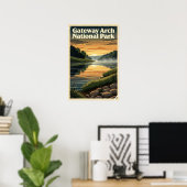 Poster Parc national de la Gateway Arch Rétro (Bureau à domicile)