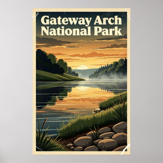 Poster Parc national de la Gateway Arch Rétro (Devant)