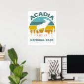 Poster Parc national de la moose vintage d'Acadia (Bureau à domicile)