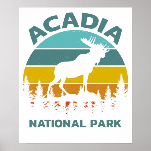 Poster Parc national de la moose vintage d'Acadia (Devant)
