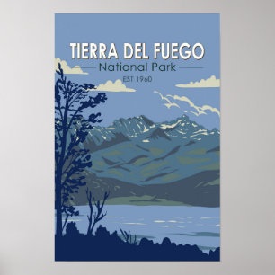 Poster Parc national de la Terre de Feu Argentine Vintage