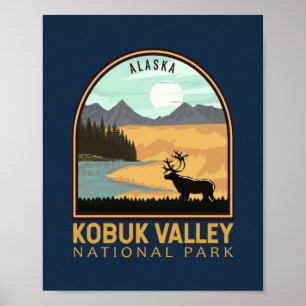 Poster Parc national de la vallée de Kobuk Emblem Vintage