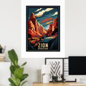 Poster Parc national de la Zion Retro (Bureau à domicile)