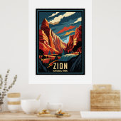 Poster Parc national de la Zion Retro (Cuisine)
