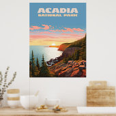 Poster Parc national de l'Acadie Côte du Maine Rétro (Cuisine)