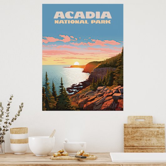 Poster Parc national de l'Acadie Côte du Maine Rétro (Cuisine)