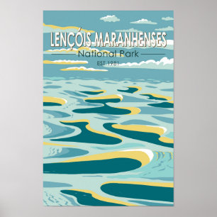 Poster Parc national de Lencois Maranhenses Brésil Vintag