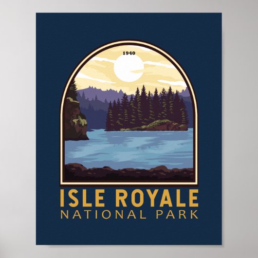 Poster Parc national de l'Isle Royale Emblem Vintage (Devant)