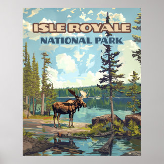 Poster Parc national de l'Isle Royale Lac Michigan