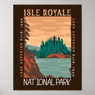 Poster Parc national de l'Isle Royale Lac Supérieur