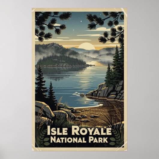 Poster Parc national de l'Isle Royale Rétro (Devant)
