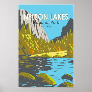 Poster Parc national de Nelson Lakes Nouvelle-Zélande Vin