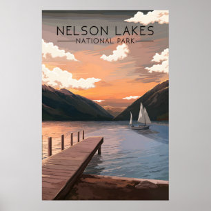 Poster Parc national de Nelson Lakes Nouvelle-Zélande Voy