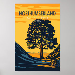 Poster Parc national de Northumberland Angleterre Vintage