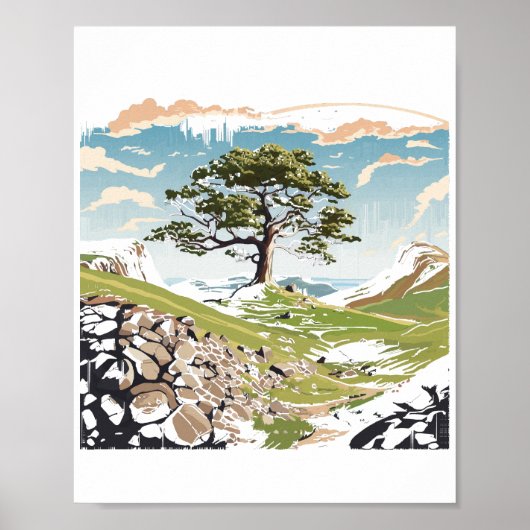 Poster Parc national de Northumberland Sycamore Gap Tree (Devant)