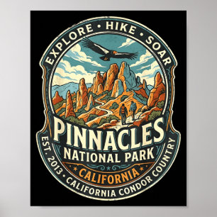 Poster parc national de pinnacles californie condor et