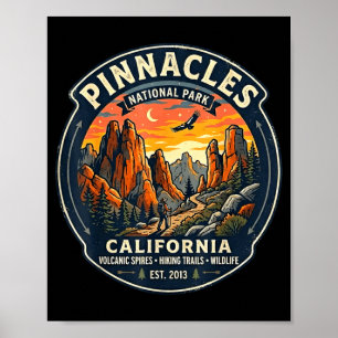 Poster Parc national de Pinnacles Californie randonnée ré