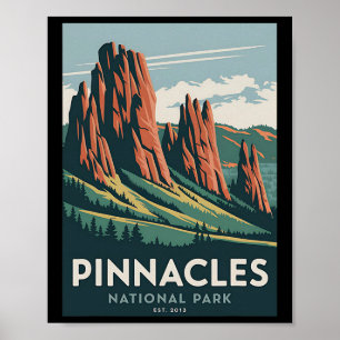 Poster Parc national de Pinnacles Vintage Camping Randonn