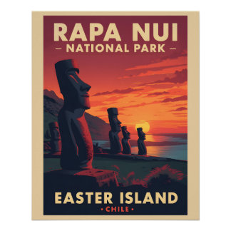 Poster Parc national de Rapa Nui - Chili - Île de Pâques