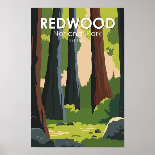 Poster Parc national de Redwood Minimal Vintage (Devant)