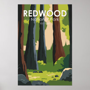 Poster Parc national de Redwood Minimal Vintage