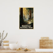 Poster Parc national de Redwood Rétro (Cuisine)