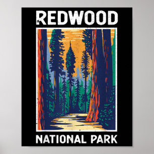 Poster Parc national de Redwood vintage camping rétro en