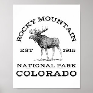 Poster Parc national de Rocky Mountain Colorado Moose Ran