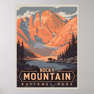 Poster Parc national de Rocky Mountain Voyage Vintage