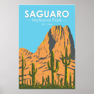 Poster Parc national de Saguaro Arizona Beehive Peak Vint