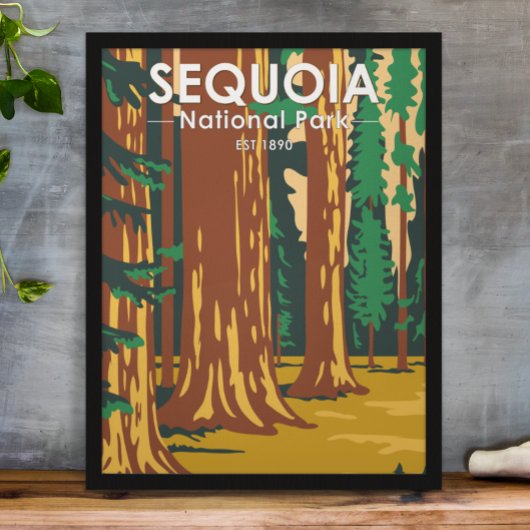 Poster Parc national de Sequoia Sequoia Arbres géants Vin