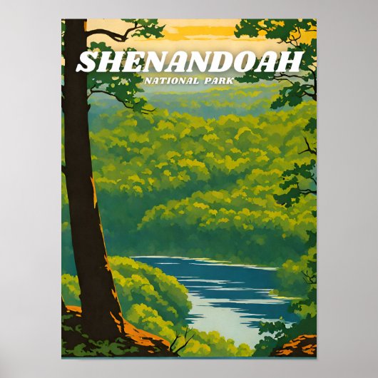 Poster Parc national de Shenandoah illustration retro Déc (Devant)